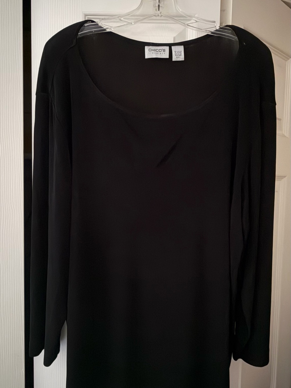Chico's Travelers Black Long Sleeve Women's Top